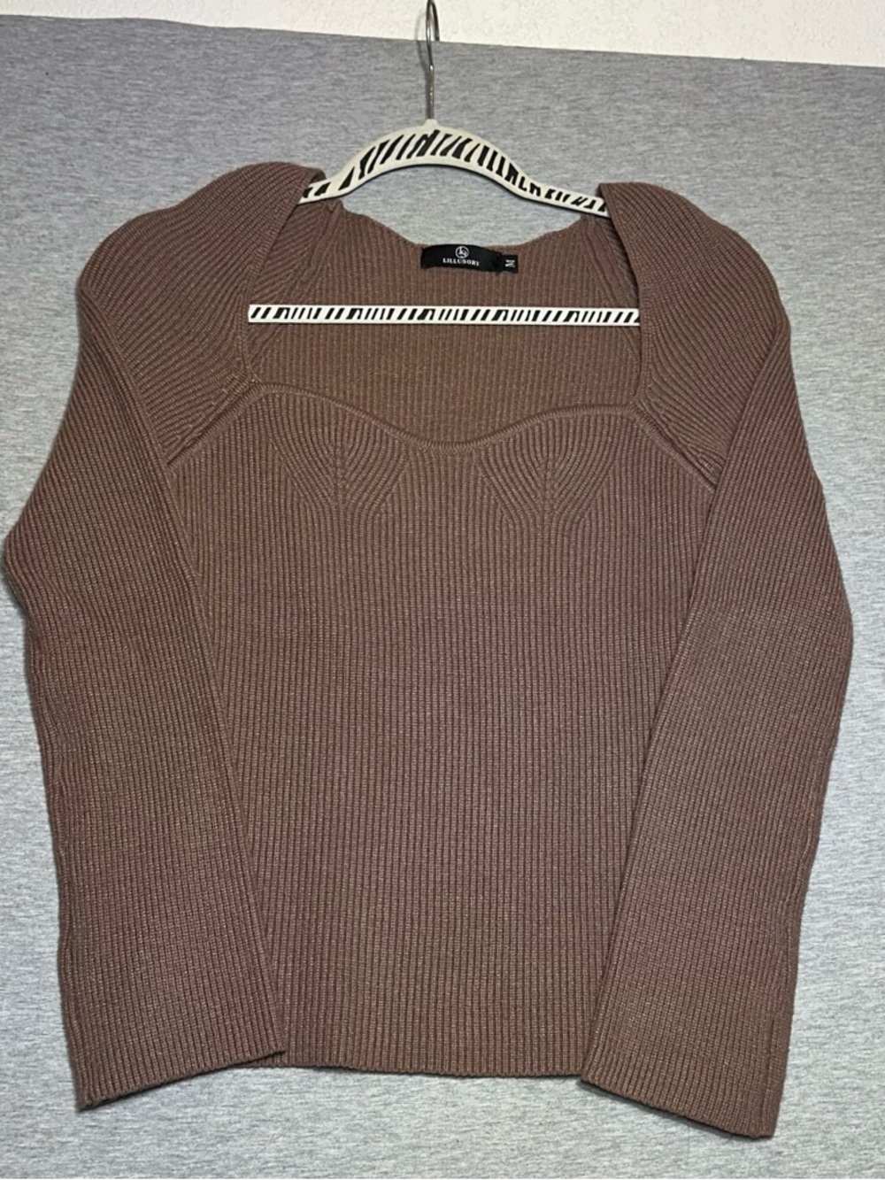 Lillusory size medium chocolate brown corset neckline rib-knit bodycon